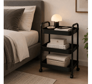 Organizador Con Rueda 3 Niveles Dormitorio Negro Plastico