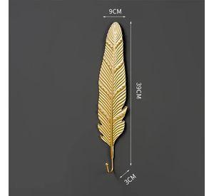 Gancho Colgador Decorativo Elegante De Pluma Larga Dorada, Perchero