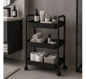 Organizador Dormitorio Con Rueda 3 Niveles Negro Plastico 800