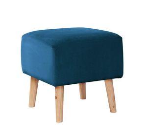 Pouf Burdeos  Tela Velvet Azul Petroleo