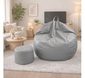 Puff Pera Eco Cuero talla XL Joytek Gris 120x80cm