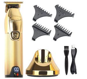 Maquina Trimmer Afeitadora Patillera Kemei I32S Con Base De Carga Dorado