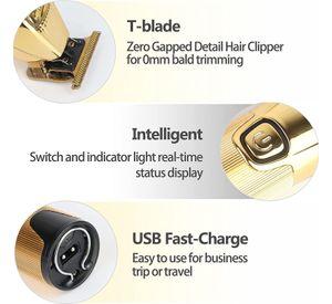 Maquina Trimmer Afeitadora Patillera Kemei I32S Con Base De Carga Dorado