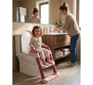 Escalera Baño Niña Reductor Inodoro Corona Rosado