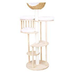 Rascador Para Gatos Tipo Torre Con Casa Elegante Beige