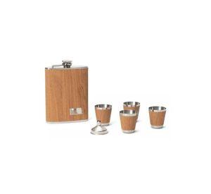 Set petaca 9 oz whisky inoxidable antifugas + 4 vasos
