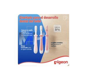 Set De Cepillos Dentales Aprendizaje Pigeon 3 Etapas Bebe Rosa
