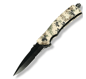 Cuchillo Navaja Mixta Táctica Camuflada Sahara AG08