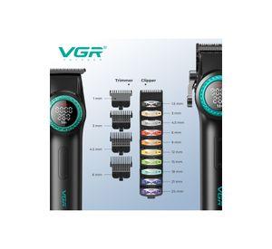 Barber Combo VGR Cortapelo, Patillera Y Afeitadora Negro Stepless 3