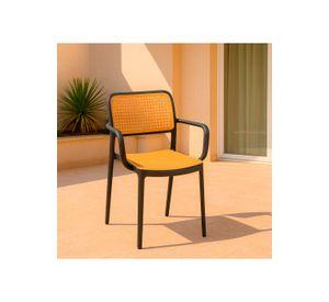 Silla Terraza Plástica Cairo con Apoyabrazos Negra