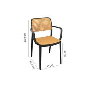 Silla Terraza Plástica Cairo con Apoyabrazos Negra