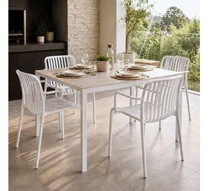Set 4 Sillas Terraza Blancas Olimpo Diseño Abierto Moderno