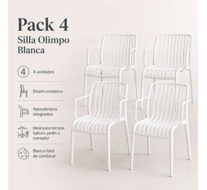 Set 4 Sillas Terraza Blancas Olimpo Diseño Abierto Moderno