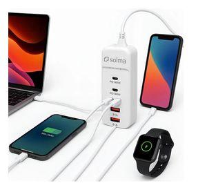 Alargador Color Blanco 140w Usb a Y Usb c 4 Puerto