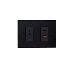 Tomacorriente Simple + Toma USB Tipo A y C Certificado Sec Stanford Negro