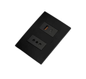 Tomacorriente Simple + Toma USB Tipo A y C Certificado Sec Stanford Negro
