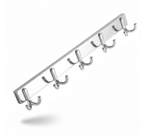 Perchero De Pared Acero Inoxidable 5 Ganchos Doble Multiuso