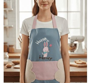 Delantal De Cocina Con Dise o Conejito Y Bolsillo