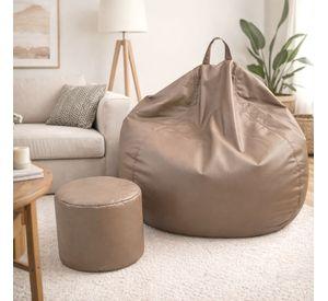 Puff Pera Eco Cuero talla XL Joytek Café 120x80cm