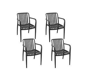 Set 4 Sillas Terraza Plástica Giza Negra