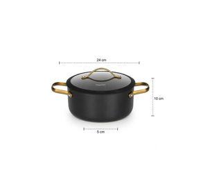 Olla Cacerola Antiadherente Con Tapa Negra 24cm