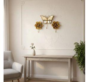 Set 3 Perchero Decorativo Pared Gancho Mariposa Rosa Jhn