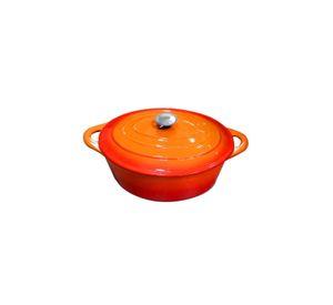 OLLA HIERRO FUNDIDO OVALADA NARANJA 34x26x13.5 cm