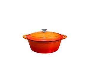 OLLA HIERRO FUNDIDO OVALADA NARANJA 34x26x13.5 cm