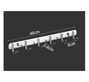 Perchero Pared Acero Inoxidable Plateado 6 Ganchos Multiuso