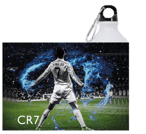 BOTELLA DE AGUA ESTAMPADA DE CR7, RONALDO, FUTBOL REGALO 2