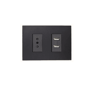 Enchufe Tomacorriente Simple 10a 250v + Toma USB Tipo A Stanford Sec Grafito