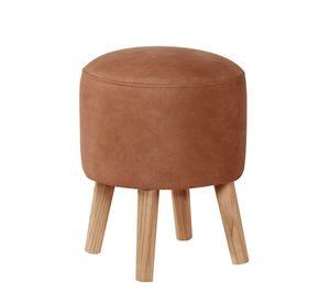 Pouf Nantes Cuero Kentucky Tabaco