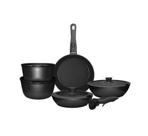 Batería de Cocina 11 Piezas Aluminio Forjado Snap-On Black