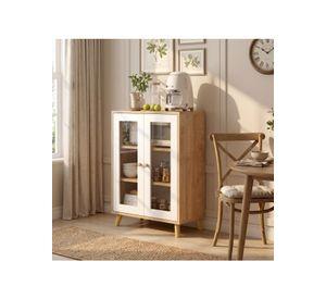 Aparador Buffet De Cocina Comedor Puerta De Vidrio 60cm Marrón