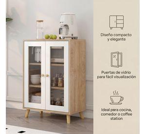 Aparador Buffet De Cocina Comedor Puerta De Vidrio 60cm Marrón