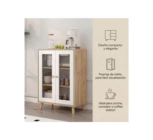 Aparador Buffet De Cocina Comedor Puerta De Vidrio 60cm Marrón