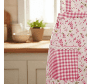 Delantal De Cocina Floreado Con Bolsillos