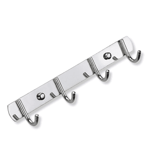 Perchero Pared Acero Inoxidable Plateado 4 Ganchos Multiuso