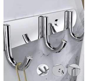 Perchero Pared Acero Inoxidable Plateado 4 Ganchos Multiuso