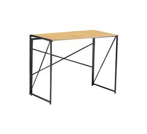 Mesa Escritorio Plegable de Metal y Madera Roble Claro 100x50x75 cm