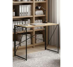 Mesa Escritorio Plegable de Metal y Madera Roble Claro 100x50x75 cm