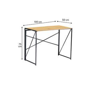 Mesa Escritorio Plegable de Metal y Madera Roble Claro 100x50x75 cm