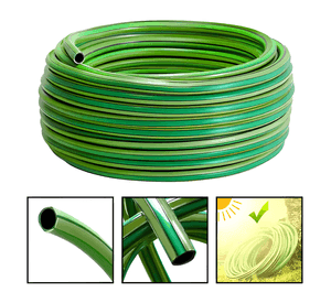 Manguera de riego 50m 1" reforzada UV PVC 2300psi Verde