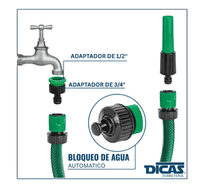 Manguera de jardín riego 1/2 pulgada 20 m con acoples