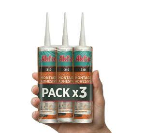 Pack 3 Adhesivo De Montaje Akfix 310 Multiuso Madera Yeso