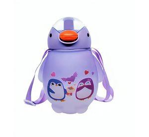 Botella Agua Pinguino Kawaii Con Stickers Y Correa 1500ml