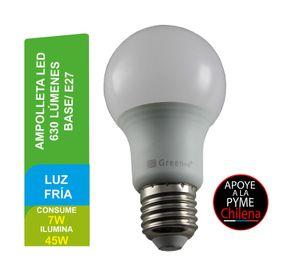 Ampolleta Led 7W. E-27.Globo. Luz Fría.