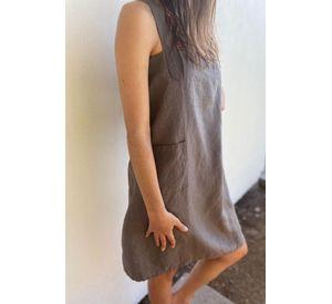 Delantal de lino color gris