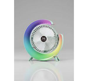 Mini Ventilador Portátil De Mesa Con Luz Led Recargable USB Color Verde Agua