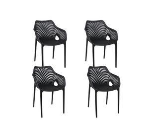 Set 4 Sillas Terraza Plástica Qatar Negra